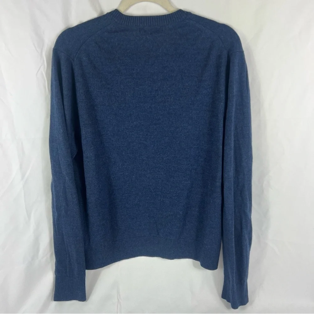 Banana Republic Men's Extra Fine Merino Wool Deep Blue V-Neck Sweater